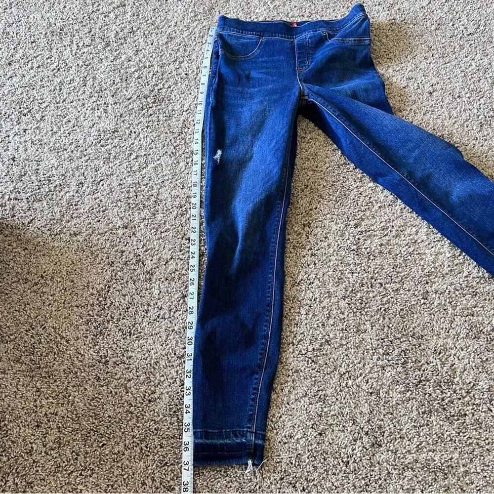 Spanx Distressed‎ Denim High Rise Elastic Waist Jeggings Stretch Slimming